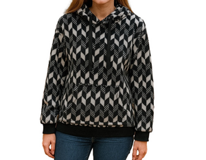 Vera Bradley Sweatshirt Black White Womans Size Small Hooded